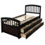 Orisfur. Lit plateforme avec rangement en bois massif et 6 tiroirs-436971499