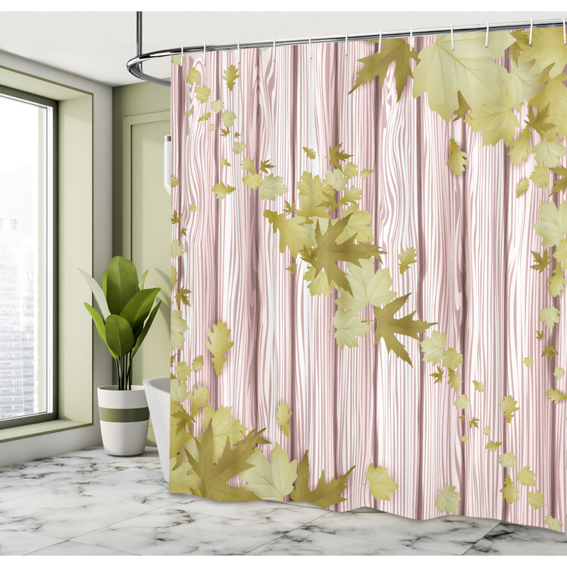 Autumn Shower Curtain Set + Hooks, 69"H x 84"W, Khaki Fawn