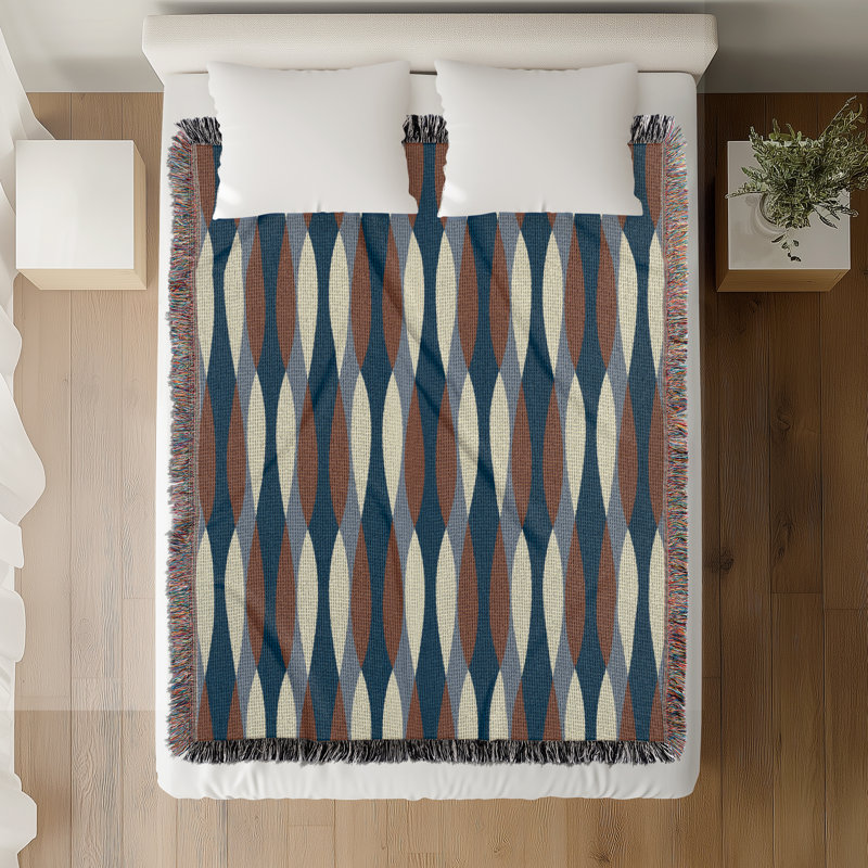 Jeté en mélange de coton Jordyn, Bleu, L 60 po x l 60 po