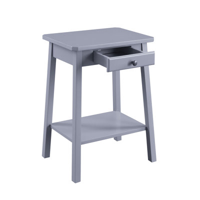 Gray Accent Table For Bedroom - Display And Utility 15"w X 10"d 13"h Open Compartment Storage Compact Drawer Small Objects Rectangular Integrating Features