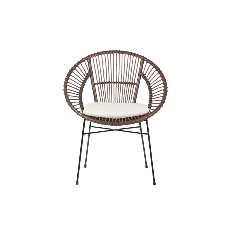 Pantaleon Upholstered Slat Back Dining Chair, White, Dark Brown