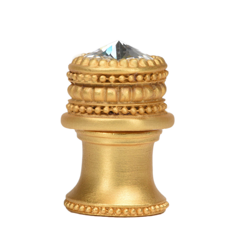 Caché medium round knob with flared foot with an 16mm Swarovski Clear Crystalin Soft Gold, Gold