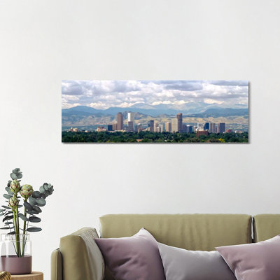 Clouds Over Skyline And Mountains, Denver, Colorado, USA by Panoramic Images - Wrapped Canvas Panoramic Print