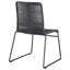 Chaises d'appoint empilables en corde tissée gris anthracite, de 2 avec base traîneau et dossier solide, style moderne pour les salles à manger, profondeur profonde de 24,04 po, pièce de conception contemporaine texturée à structure métallique