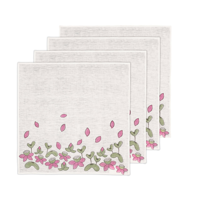 Lotus Pond Table Placemat 20x20 Inch, White;Pink;Green