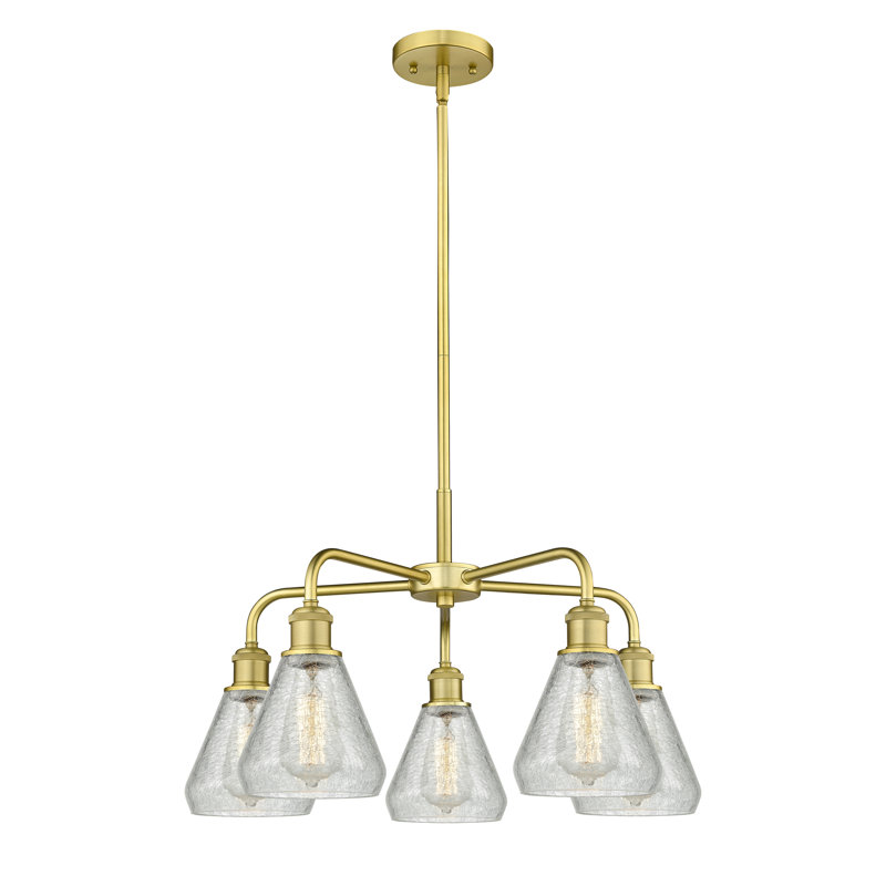 Lustre conique à 5 lumières Kotter, Or satiné