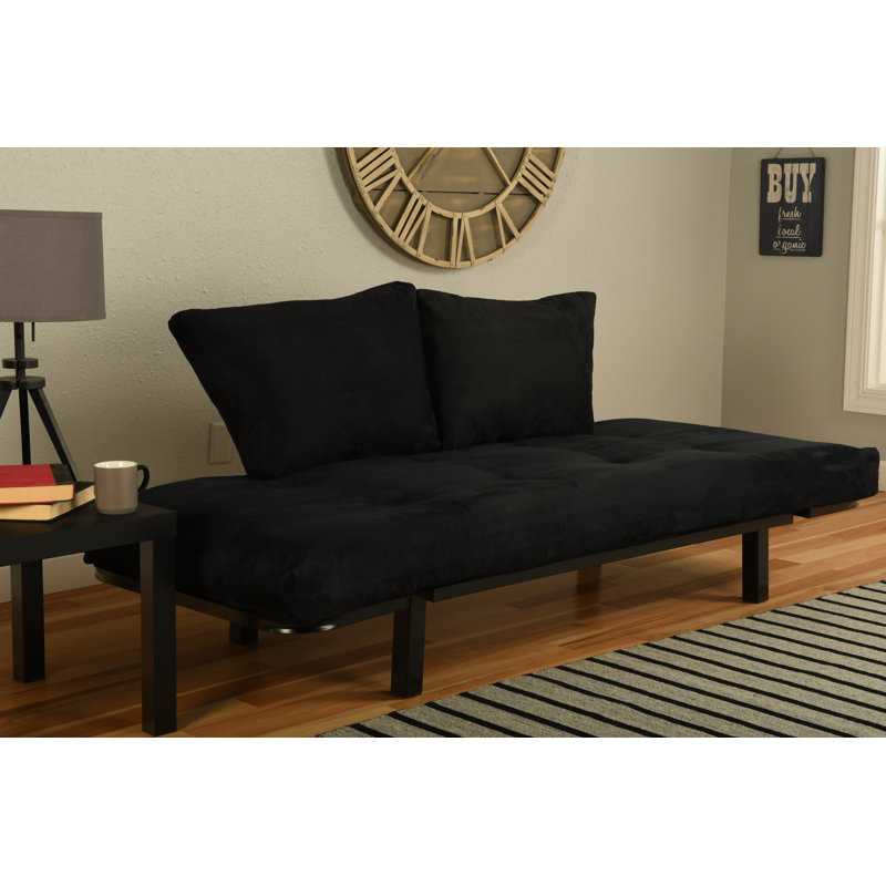Futon simple 60 po Everett, Noir, Suède noir