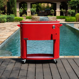 Permasteel 80-Quart Sporty Oval Patio Cooler Cart On Wheels