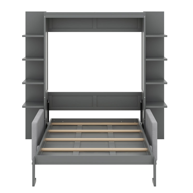Grand lit escamotable avec canapé, Gris