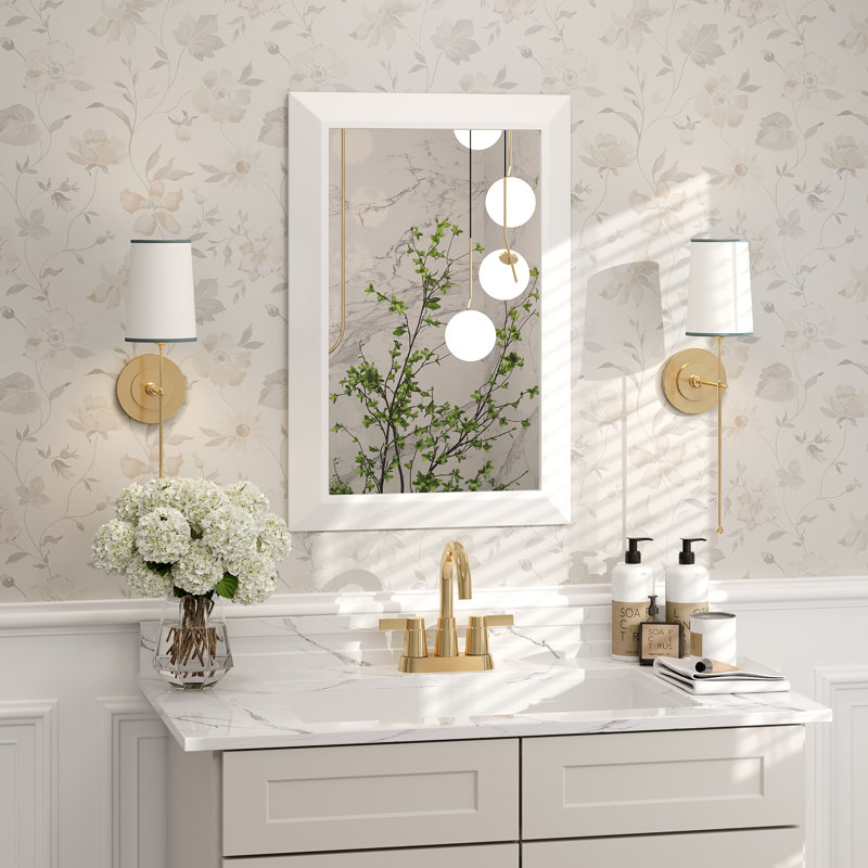 Miroir de meuble-lavabo mural Molly, 24 po x 16 po, Blanc