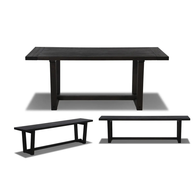 Cascais Dining Set With Industrial Base, Black