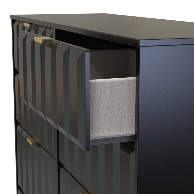 Besian 115cm W 6 - Drawer Chest of Drawers, Deep Black/Black Matt