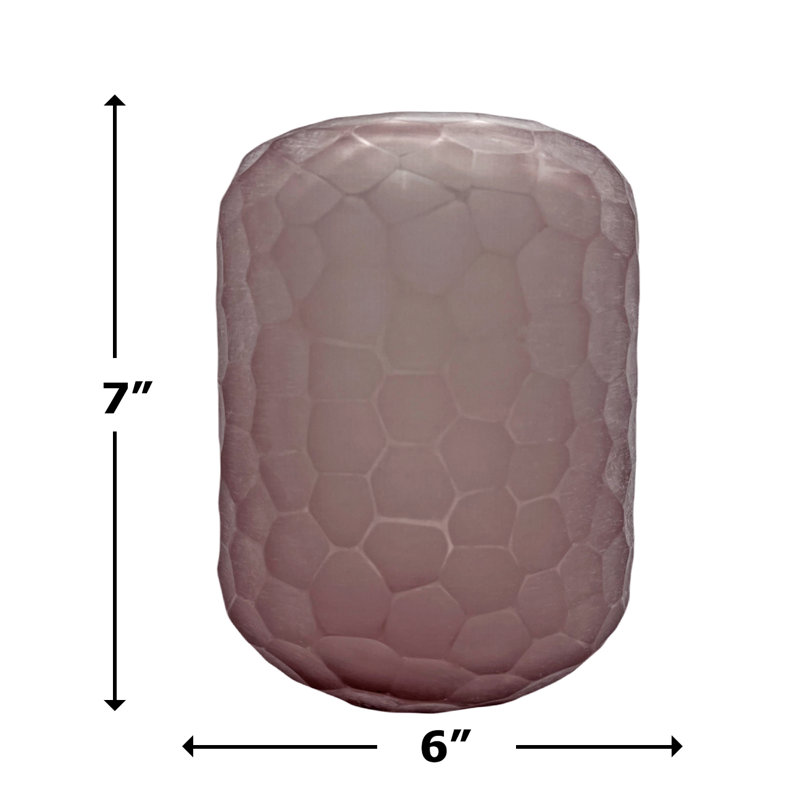 Vase en verre fabriqué à la main à motifs - vase décoratif décoratif texturé, ambre et mauve, H 7 po x l 7 po x P 6 po, Mauve
