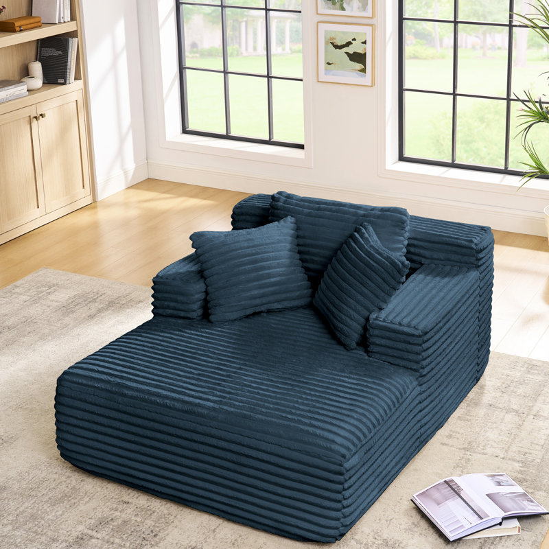 Lit compressible rembourré en velours côtelé Blue