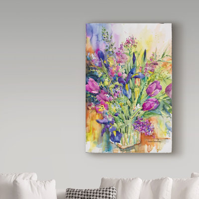 Mattox Iris Blue and Tulips Too by Annelein Beukenkamp - Wrapped Canvas Print