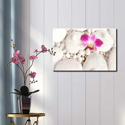 Zen Stones " Pink Orchid Over White Rocks "