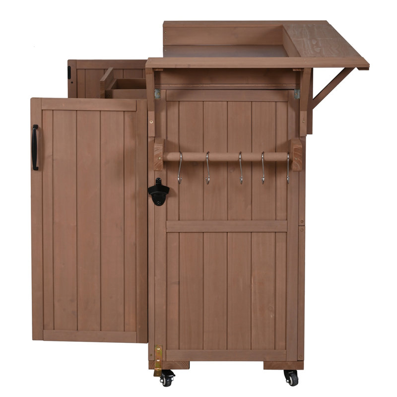 Îlot de cuisine extérieur moderne avec roulettes l 60,2 po, Brun