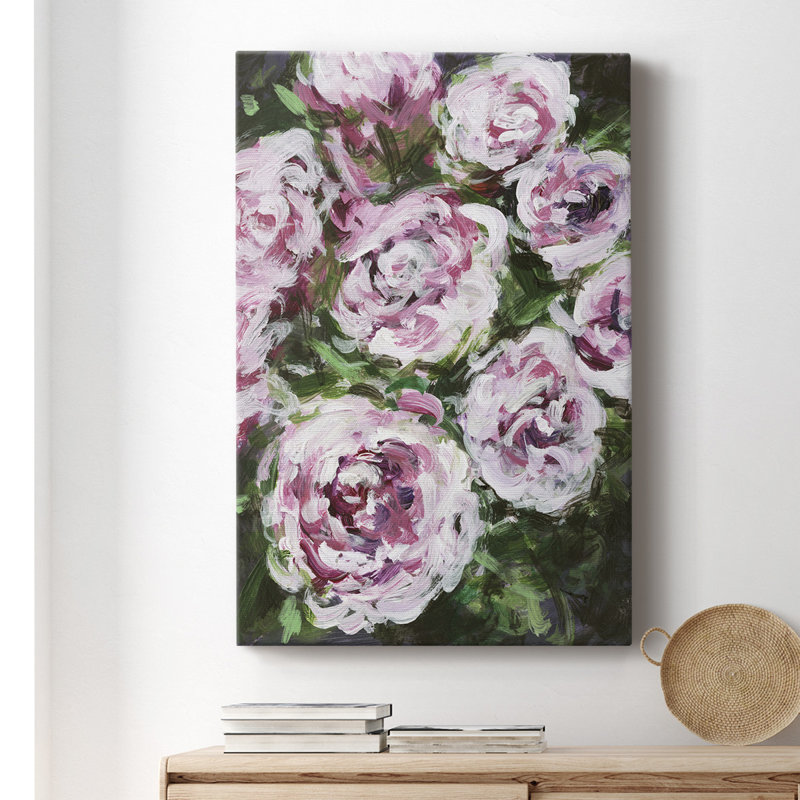 Rose Rhapsody I - peinture sur toile tendue, H 18 po x l 12 po x P 1 po
