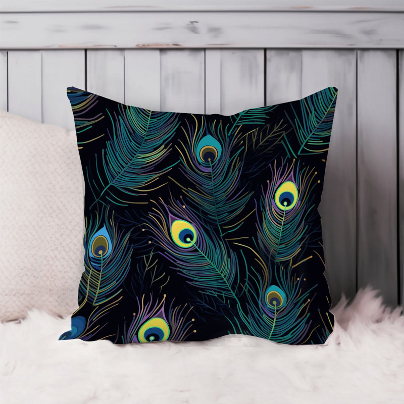 Animals Peacock Feather Pattern IV Modern, 18"H x 18"W
