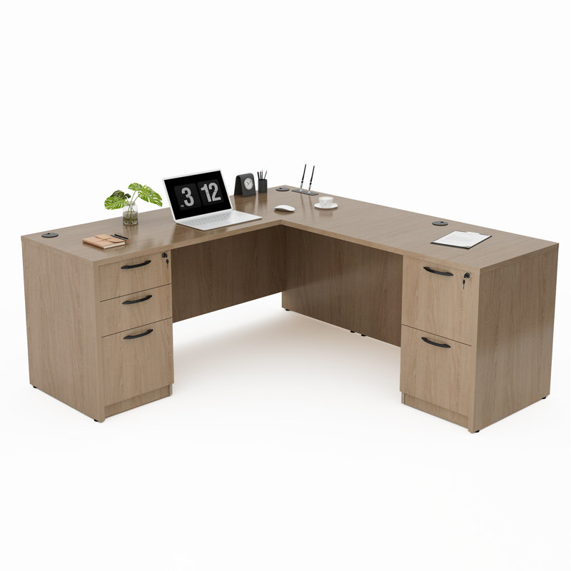  66.93'' L-Shaped Executive Desk with Cabinets, Lime