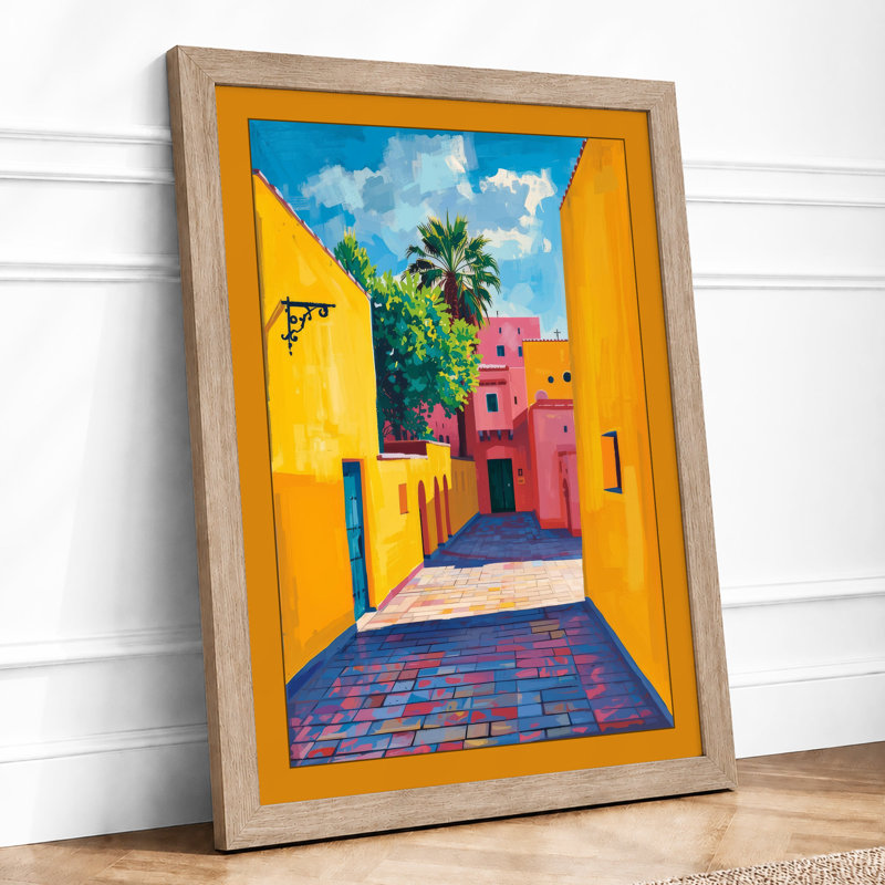 Alleyway to Paradise Coastal - Framed Print, A2 - 59.4 x 42.0 cm, Oak