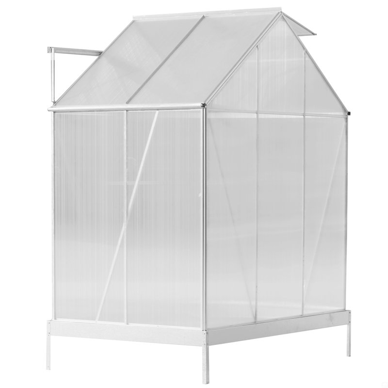 Polycarbonate Greenhouse, Heavy Duty Outdoor Aluminum Walk-In Green House Kit With Rain Gutter, Vent And Door