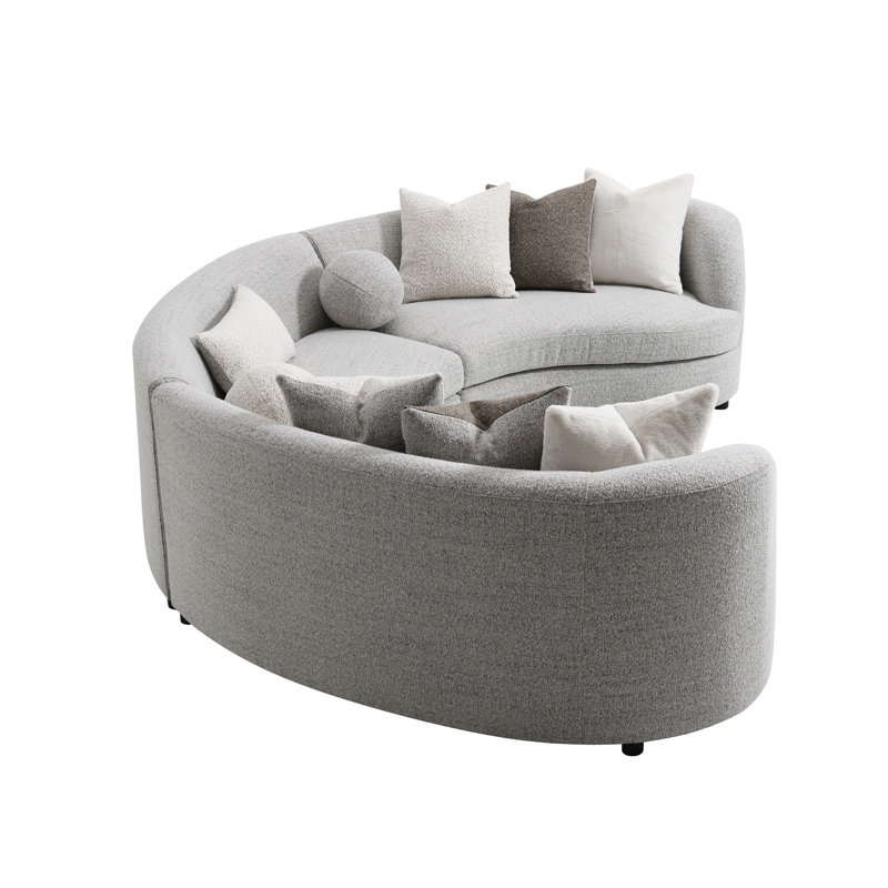 Canapé modulaire Ivria Boucle gris avec 9 coussins
