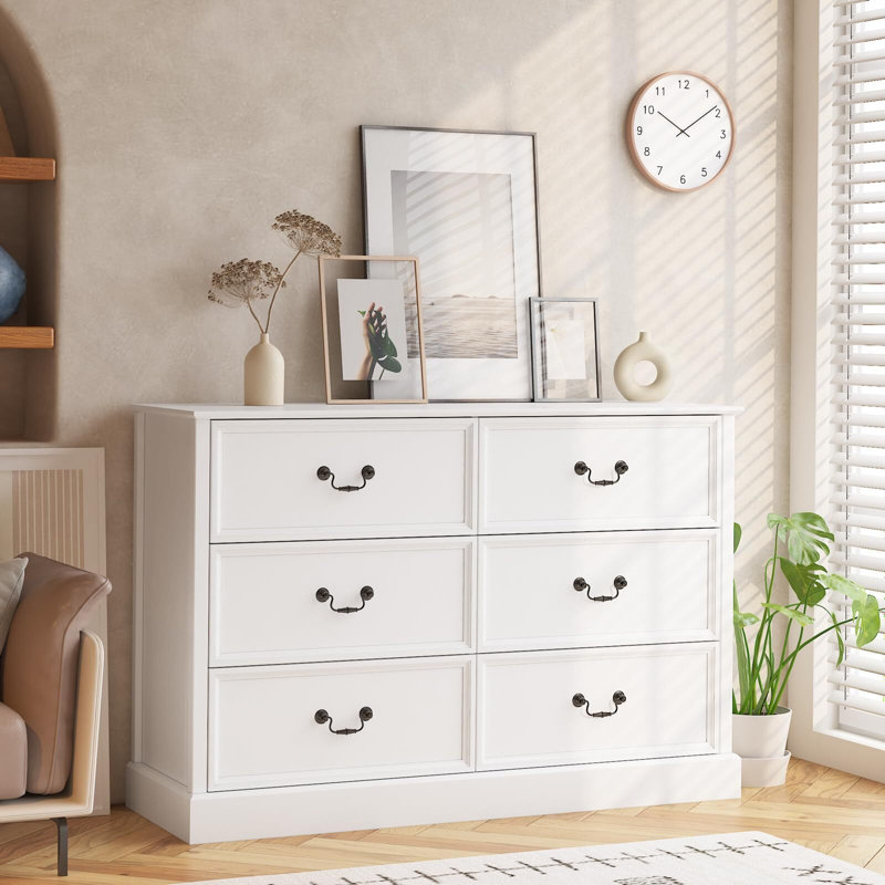 Commode 6 tiroirs Aalysa, Blanc