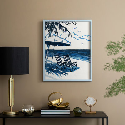 Coast Sketch Palm Beach Framed Print - Solid Wood