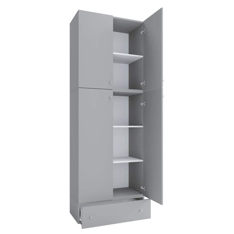 Nolhan Manufactured Wood Wardrobe, Grey/Brown/Blue