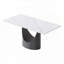 Table de salle à manger de 63 po en pierre frittée blanche pour 6 à 8 avec pieds noirs-1024312451-1024312504