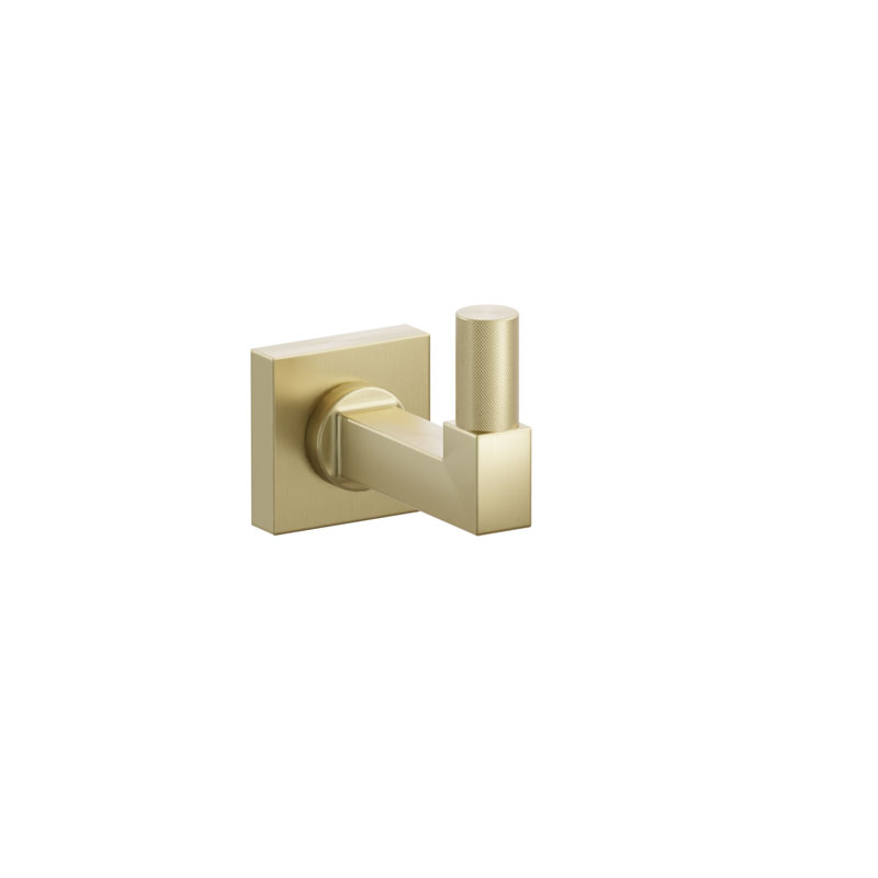 Emtek Select Single Hook w/ Small Square Rosette, Square Stem & Knurled Tip, Satin Brass