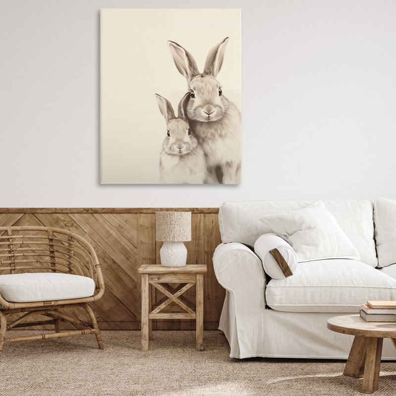 "Deux lapins", art mural sur toile, par Arlington Prints, H 36 po x l 48 po