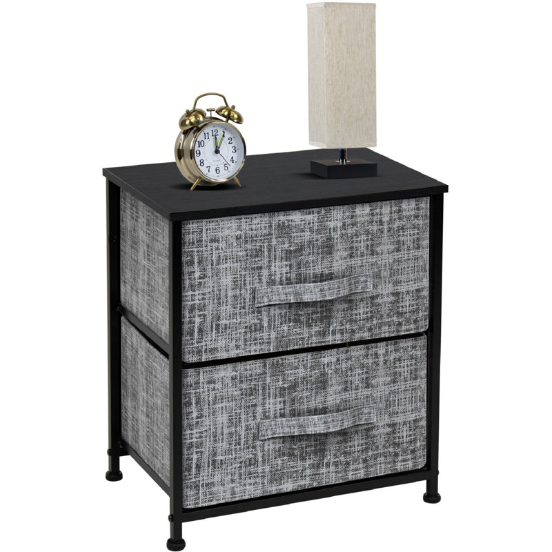 Commode 2 tiroirs - Gris / noir, Noir
