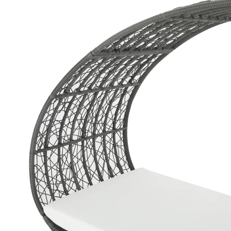 Gray and White Aluminum Wicker Outdoor Daybed with Cushions