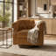 Fauteuil d'appoint pivotant moderne avec dossier incurvé et revêtement de qualité supérieure pour un salon confortable