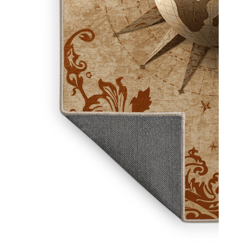 Tapis moelleux moelleux avec boussole Ristaino, 7 x 10