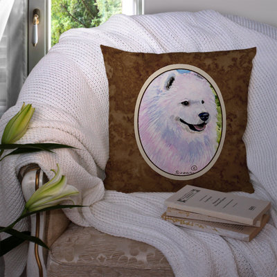 Coussin intérieur/extérieur brun carré samoyède