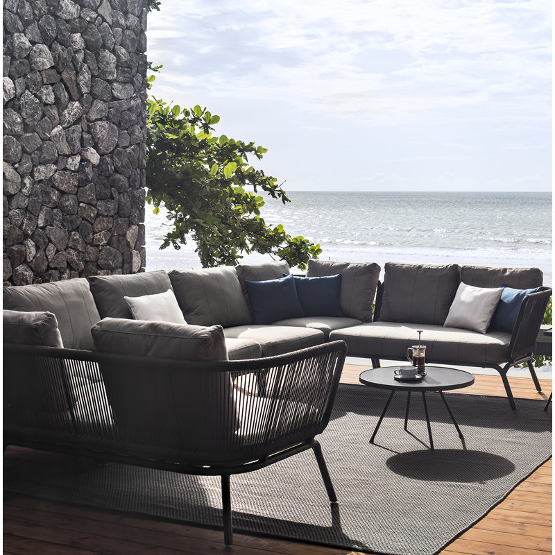 Yland Outdoor 6 - Seat Patio Sectional, Lanten Slate, White