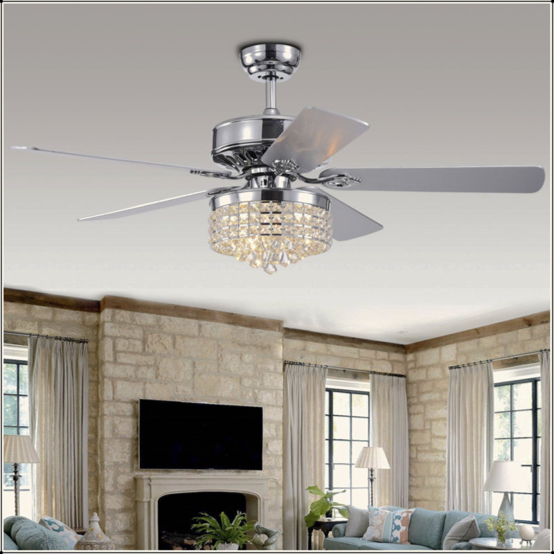 Ventilateur de plafond avec 5 lumières chromées Letta