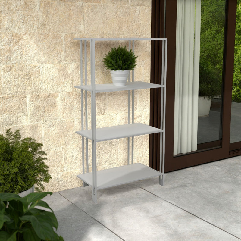 Présentoir à plantes Bush, métal moderne à 4 niveaux, Blanc