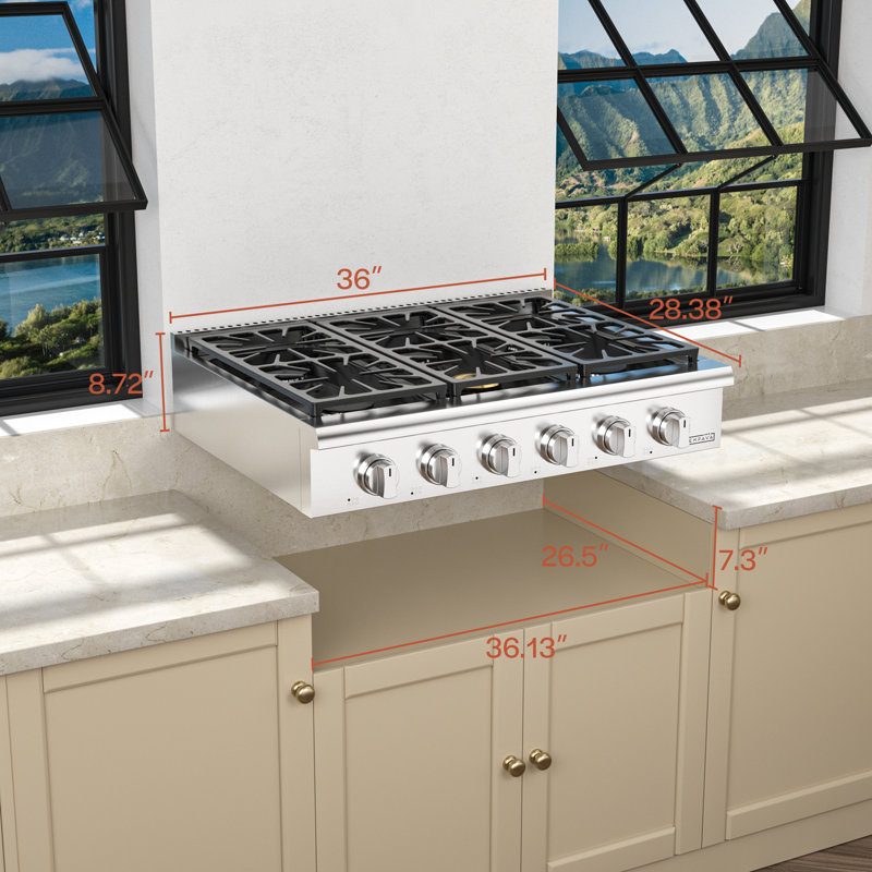 Empava 36" Stainless Steel 6 Burner Cooktop