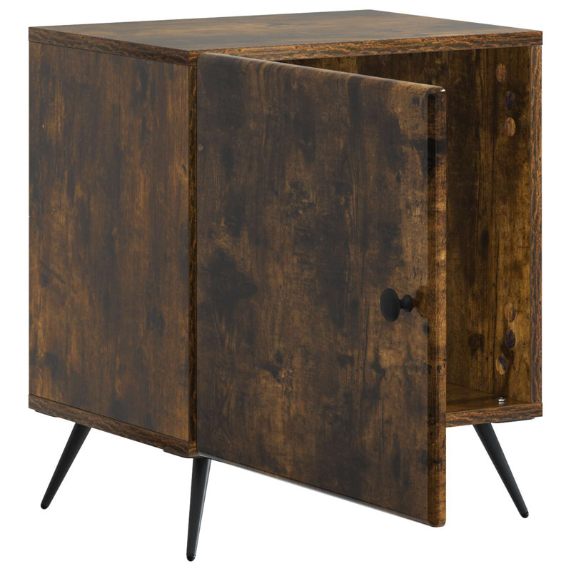 43 cm W Bedside Table, Smoked Oak