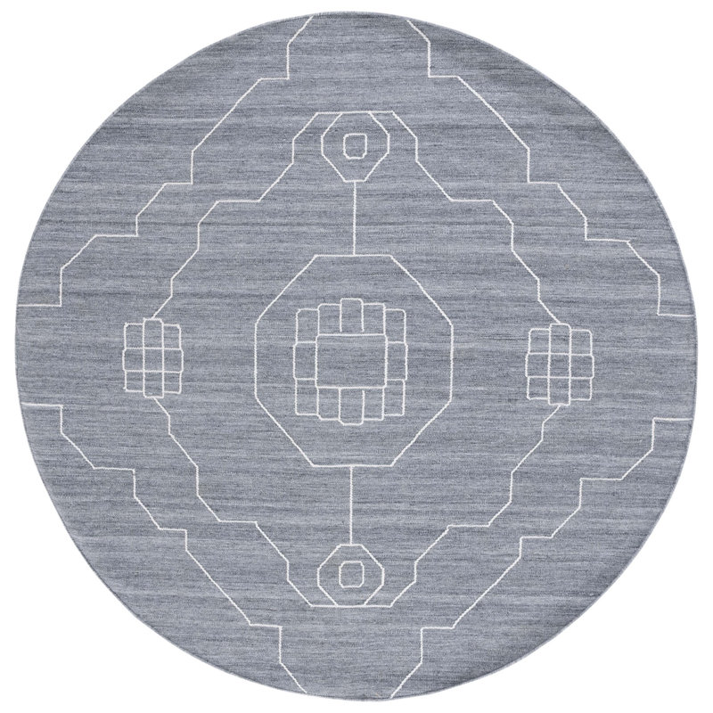 Kilim Flat Weave Polpropylene Southwestern Rug, Round 7'