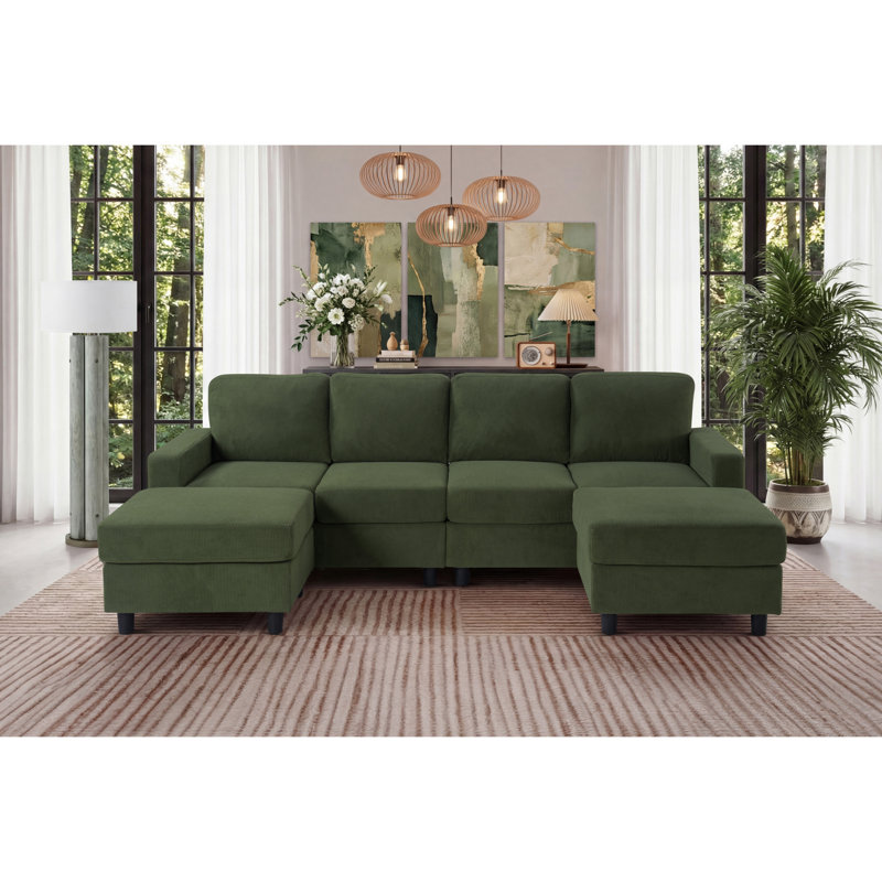 Spacious Sectionals, 98.8 Inch Corduroy Modern Modular Sofa For Home
