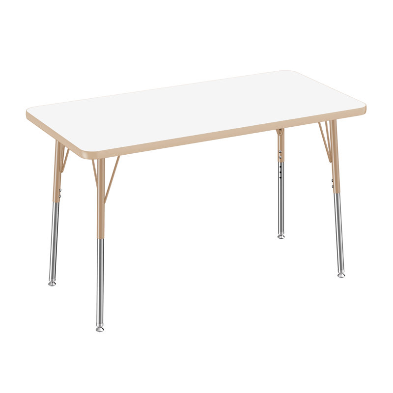 Table rectangulaire d'activités effaçables à sec avec pieds réglables, 24 po x 48 po, Tableau blanc / sable