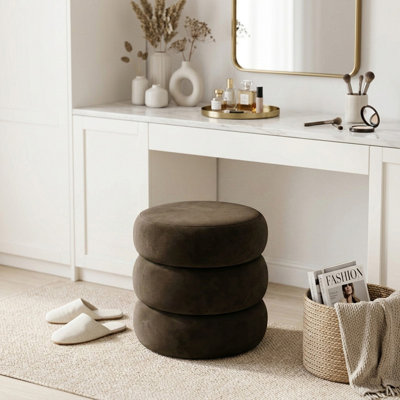 Modern Velvet Vanity Stool,Round Makeup Chair