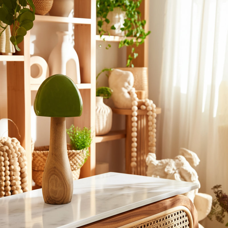 Figurine décorative en bois de manguier pour la décoration de la maison, H 10 po x l 4 po x P 4 po, Vert bicolore