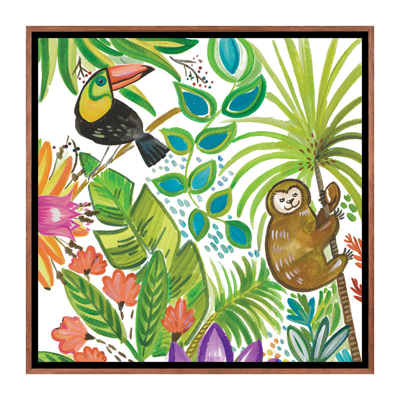 Art tropical encadré, H 26 po x l 26 po x P 1,5 po, Toile avec cadre en bois classique