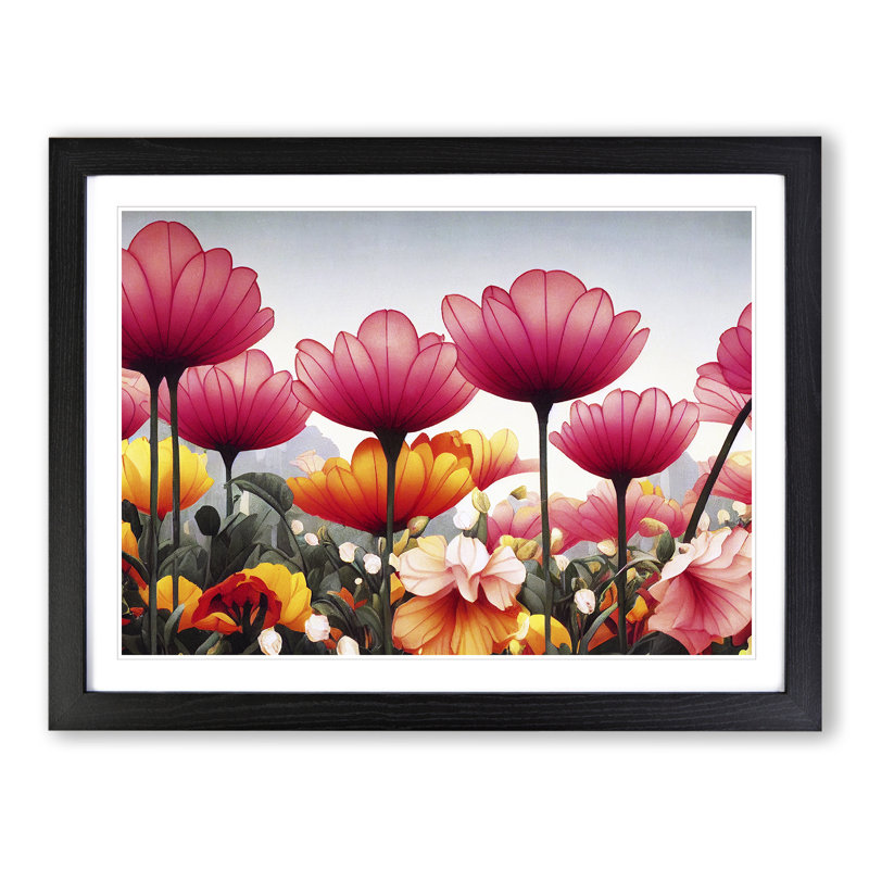 Fabulous Flower Market - Single Picture Frame Painting, 46cm H x 64cm W x 2cm D, Black